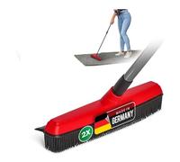 Novaliv - Balai en caoutchouc - Rouge - Avec manche extensible - Balai à picots - Pour chambre, parquet, salon de coiffure - Poils en caoutchouc