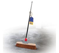 Novaliv Balai en coco 40 cm avec manche télescopique - Poils naturels avec manche - Balai d'atelier - Balai industriel - Balai de maison - Balai de peinture - Balai de terrasse - Doux