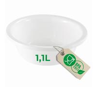 Novaliv Bassine ronde en plastique - 1,1 l - Diamètre : 20 cm - Blanc - Sans BPA - Passe au lave-vaisselle - Idéal pour la cuisine et le camping - Petit bol rond en plastique