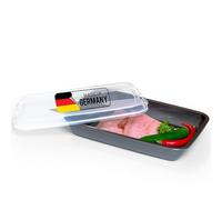 Novaliv Boîte à charcuterie anthracite de qualité supérieure avec couvercle transparent - Boîtes de conservation pour saucisses et fromages - Dimensions : 25 x 17 x 5 cm - Organiseur de réfrigérateur