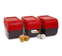 Novaliv Boîte de conservation pour pommes de terre | 3x grande 9L | ROUGE | Boîte à pommes de terre | Boîte à légumes empilable Oignon boîte Corbeille à pommes de terre Récipient à fruits Boîte à