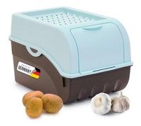 Novaliv Boîte de conservation pour pommes de terre | moyenne 5L | TURQUOISE | Boîte à pommes de terre | Boîte à légumes empilable Boîte à oignons Panier à pommes de terre Récipient à fruits Boîte à