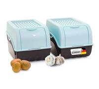 Novaliv Boîte de rangement pour pommes de terre | 2 x mitel 5 l | Turquoise | Boîte à pommes de terre | Boîte à légumes empilable pour oignons, pommes de terre, fruits, pommes de terre, oignons,