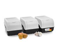 Novaliv Boîte de rangement pour pommes de terre | 3 x moyens 5 l | Blanc | Boîte à pommes de terre | Boîte à légumes empilable pour oignons, pommes de terre, fruits, pommes de terre, oignons, carottes