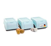 Novaliv Boîte de Rangement pour Pommes de Terre | 3 x Petites 3,5 L | Turquoise | Boîte à Oignons et Légumes Empilable pour Fruits, Carottes