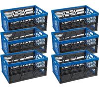 Novaliv Boîte pliante 45l Bleu Lot de 6 - Boîte en osier pliable avec poignées pratiques - Boîte de rangement polyvalente