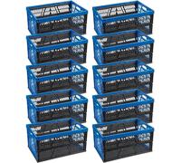 Novaliv Boîte pliante 45l Bleu Set de 10 pièces - Boîte en osier pliable avec poignées pratiques - Boîte de rangement polyvalente