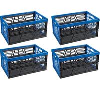 Novaliv Boîte pliante 45l Bleu Set de 4 pièces - Boîte en osier pliable avec poignées pratiques - Boîte de rangement polyvalente