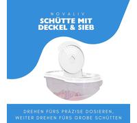 Novaliv boîtes à verser SET de 2 boîtes de stockage à saupoudrer 2,4 litres - Dimensions (LxlxH) : 22 x 21 x 8,5 cm - boîte avec couvercle 2l pour céréales farine sucre boîtes organisateur cuisine Foo