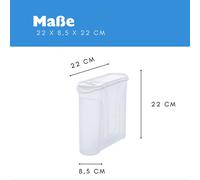 Novaliv boîtes à verser SET de 3 boîtes de stockage à saupoudrer 2,4 litres - Dimensions (LxlxH) : 22 x 21 x 8,5 cm - boîte avec couvercle 2l pour céréales farine sucre boîtes organisateur cuisine Foo