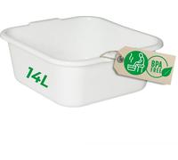 Novaliv Bol de lavage carré 14L, 38x38 cm, Blanc, Sans BPA & Lavable au lave-vaisselle - Idéal pour la cuisine et le camping, Bassin, Grand bol en plastique, Bol de lavage carré, Bol de lavage, Bol de