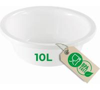 Novaliv Bol de rinçage rond 10L, D40 cm, Blanc, Sans BPA & Lavable au lave-vaisselle - Idéal pour la cuisine et le camping, Bol rond, Grand bol en plastique, Bol de lavage, Bol en plastique, Bol de pâ