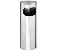 Novaliv Cendrier sur pied, pour l'extérieur, en acier inoxydable, argenté, 58 cm de haut, 21 cm de diamètre, 2 en 1, pour déchets de déchets et de cigarettes, cendrier d'extérieur debout, avec support