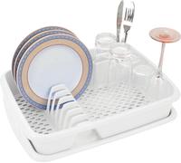 Novaliv Egouttoir à vaisselle avec égouttoir BLANC 40 x 30 cm - Egouttoir pour lavabo - Egouttoir peu encombrant pour la vaisselle de camping et les couverts Dish Drainer Dish Rack