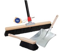 Novaliv Grand balai 100 cm avec manche poils synthétiques Balai de salle y compris garniture de balayage galvanisée composée d'une tôle de balayage et d'un balai à main balai fin Idéal comme balai d'a