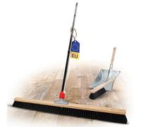 Novaliv Grand balai de 100 cm avec manche en poils synthétiques avec kit de balayage galvanisé composé d'une pelle et d'une balayette à main - Idéal comme balai d'atelier, de salle de bain, de maison