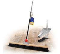 Novaliv Grand balai de 80 cm avec manche télescopique, poils synthétiques, brosse galvanisée avec lèvre en caoutchouc composée d'une pelle et d'une balayette à main - Balai d'atelier - Balai