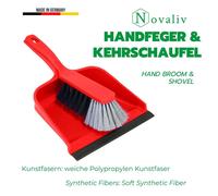 Novaliv Jeu de 2 balayeuses ensemble de balayeuses ROUGE plastique Balayette pour balayer Balayette à main poils synthétiques PPN Jeu de balayeuses pelle de 20 cm - convient pour le camping Balayette