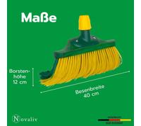 Novaliv Jeu de balais à griffes 30 cm bois avec manche télescopique poils courbes Balai de jardin Balayette de rue Balayette à feuilles (4, tête de rechange 40 cm)