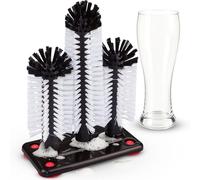 Novaliv Lave-verres, avec 3 brosses à vaisselle et ventouse, pour la maison, le bar, le comptoir, la restauration, les fêtes, l'évier, la bière, le soda, les verres