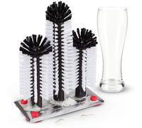 Novaliv Lave-verres avec plaque en aluminium, 3 brosses à vaisselle et ventouse, pour la maison, le bar, le comptoir, la restauration, les fêtes, l'évier, les verres à bière