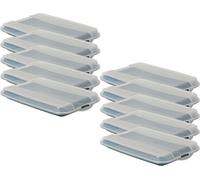 Novaliv Lot de 10 boîtes à charcuterie Premium Anthracite avec couvercle transparent, boîtes de conservation pour charcuterie et fromage, dimensions 25x17x3 cm Réfrigérateur Organiseur Boîte à pain cr