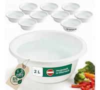 Novaliv Lot de 10 bols à vaisselle ronds de 2 l, diamètre : 24 cm, blancs, sans BPA et passent au lave-vaisselle ? Idéal pour la cuisine et le camping, petits bols ronds, en plastique, petits, bols à