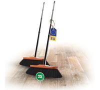 Novaliv Lot de 2 balais d'intérieur avec manche stable - Mélange de poils souples - 4 pièces - Crin de cheval mélangé - Pour stratifié et parquet - Balai en crin de cheval - Poils naturels