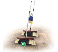 Novaliv Lot de 2 Balais d'Intérieur avec Manche Télescopique - Mélange de Crin de Cheval - Poils Fins Naturels - Manche en Bois avec Filetage