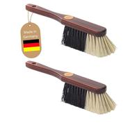 Novaliv Lot de 2 balayettes en crin de cheval - Poils souples - Marron laqué - Balayette en bois mélangé - Crin de cheval idéal - Balai en crin de cheval - Mélange de poils naturels