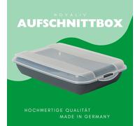 Novaliv Lot de 2 boîtes à charcuterie Premium Anthracite avec couvercle transparent, boîtes de conservation pour charcuterie et fromage, dimensions 25x17x5 cm Réfrigérateur Organiseur Boîte à pain cro
