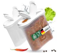 Novaliv Lot de 2 boîtes à sel à saupoudrer de 300 ml - Dimensions (L x l x H) : 11 x 5 x 11 cm - Boîtes pour épices avec couvercle - Salière et poivrière - Paprika - Épandeur à épices - Petit