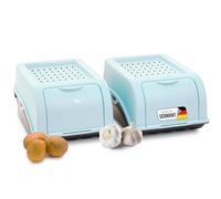 Novaliv Lot de 2 boîtes de rangement pour pommes de terre - 3,5 l - Turquoise - Boîtes à oignons et légumes empilables - Pour pommes de terre et fruits