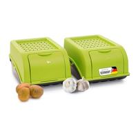 Novaliv Lot de 2 Boîtes de Rangement pour Pommes de Terre - 3,5 L - Vert - Empilable - Boîte à Légumes - Conservation
