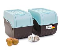 Novaliv Lot de 2 boîtes de rangement pour pommes de terre - 9 l - Turquoise - Boîte à légumes