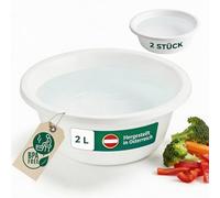 Novaliv Lot de 2 bols à vaisselle ronds de 2 l, diamètre : 24 cm, blancs, sans BPA et passent au lave-vaisselle ? Idéal pour la cuisine et le camping - Petit bol rond en plastique - Petit bol en