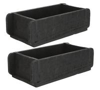 Novaliv Lot de 2 caisses en bois vintage noires 30 x 15 x 10 cm en forme de brique ancienne en bois recyclé - Chaque forme est unique - Boîte cadeau