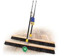 Novaliv Lot de 2 grands balais de 100 cm avec manche, poils, mélange de poils, fins - Idéal comme balai d'atelier avec manche - Balai industriel - Balai d'intérieur - Balai d'intérieur - Grand