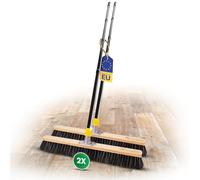 Novaliv Lot de 2 grands balais de 60 cm avec manche, poils, mélange de poils, fins - Idéal comme balai d'atelier avec manche - Balai industriel - Balai d'intérieur - Balai d'intérieur - Grand