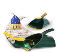 Novaliv Lot de 2 kits de balayage Jumbo, avec griffes, en 2 pièces, en plastique, vert et jaune, à poils courbes, avec pelle de balayage et balayeuse à main