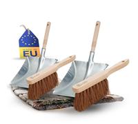 Novaliv Lot de 2 pelles galvanisées en poils de coco et balayette - Dustpan and Brush - Accessoires de cheminée
