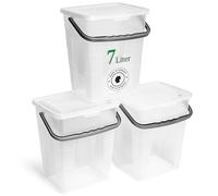 Novaliv Lot de 3 boîtes à lessive avec couvercle - 7 l - Transparent - 23,5 x 18 x 26,5 cm - Boîte de rangement pour poudre à lessive avec anse
