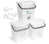 Novaliv Lot de 3 boîtes à lessive avec couvercle - 7 l - Transparent - Cuillère doseuse - 23,5 x 18 x 26,5 cm - Boîte de rangement avec anse - Pour lessive