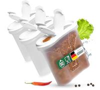 Novaliv Lot de 3 boîtes à sel à saupoudrer - 300 ml - Dimensions (L x l x H) : 11 x 5 x 11 cm - Boîtes pour épices avec couvercle - Salière et poivrière - Paprika - Épandeur à épices - Petit