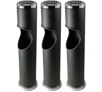 Novaliv Lot de 3 cendriers sur pied pour l'extérieur - Noir - Hauteur : 46,5 cm - Diamètre : 9,5 cm - 2 en 1 - Pour déchets de déchets et de cigarettes - Pour l'extérieur - Avec support - Pour pause