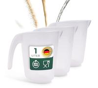 Novaliv Lot de 3 gobelets doseurs de 1 l - 1000 ml - Transparents - Avec graduation claire en g/ml - Pour la farine et le sucre - Fabriqués en Allemagne - Passent au lave-vaisselle - Bol mélangeur de