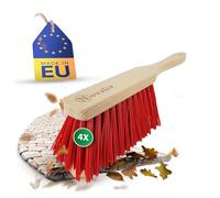 Novaliv Lot de 4 balayettes à main avec poils en élastomère, balai en bois, balai industriel, balai à neige pour voiture, balai pour camping, balai pour tapis de tente, balai pour caravane
