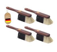 Novaliv Lot de 4 Balayettes en Bois | Mélange de Crin de Cheval | Brosse à Main en Poils d'Animaux | Balai Dust Pan