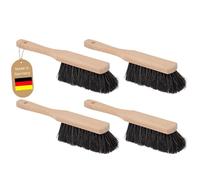 Novaliv Lot de 4 balayettes en poils de rose pour voiture - Balai à main en crin de cheval - Petite brosse à balai - Fouet de voiture - Poils naturels - Balai à main souple