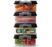 Novaliv Lot de 4 grandes boîtes de conservation avec 4 couvercles empilables pour réfrigérateur et congélateur, pour charcuterie, saucisses, fromage, fruits, légumes, Meal-Prep